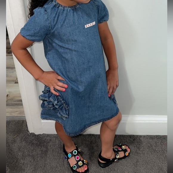 Marni Kids Blue Ruffle Denim Dress - Picture 6 of 6